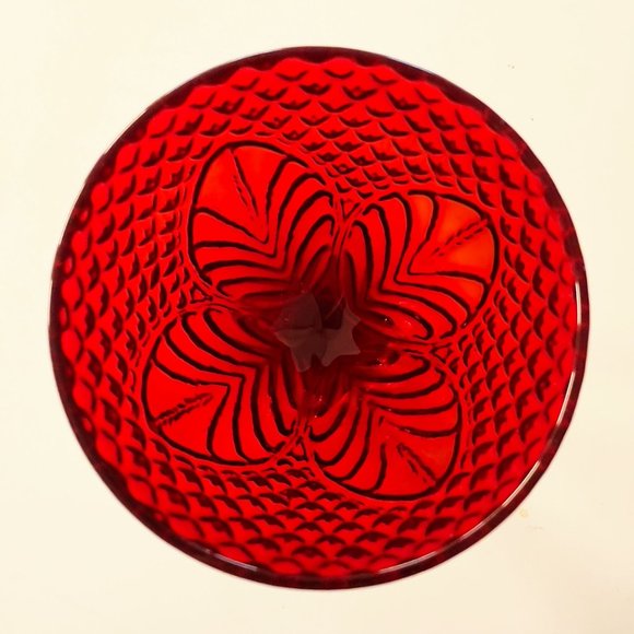 Vintage Ruby Red Glass Water, Wine Goblets. 6-7/8 in. Holiday Gifts, Drinkware - Picture 4 of 4